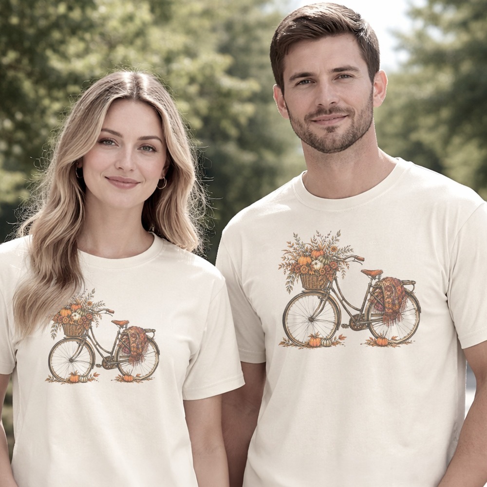 Autumn Bicycle Overflowing with Harvest Pumpkins Tee
